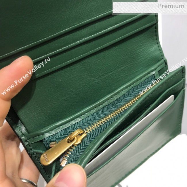 Dior Saddle Grained Calfskin Mini Flap Wallet Green 2019 (XXG-0011312)