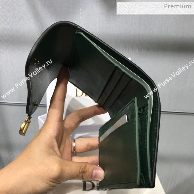 Dior Saddle Grained Calfskin Mini Flap Wallet Green 2019 (XXG-0011312)