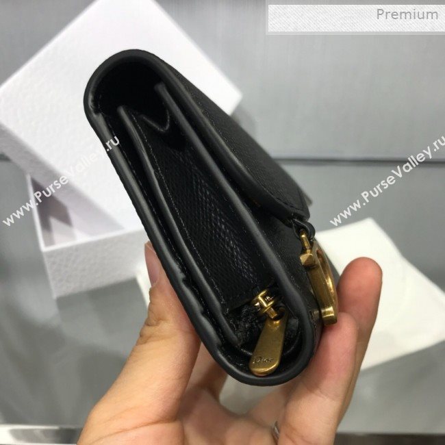 Dior Saddle Grained Calfskin Mini Flap Wallet Black 2019 (XXG-0011313)