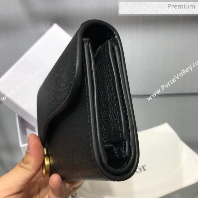 Dior Saddle Grained Calfskin Mini Flap Wallet Black 2019 (XXG-0011313)