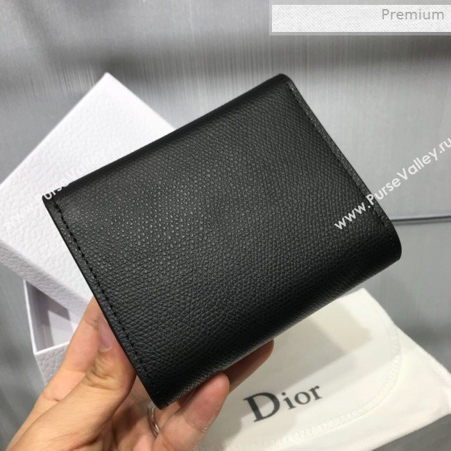 Dior Saddle Grained Calfskin Mini Flap Wallet Black 2019 (XXG-0011313)