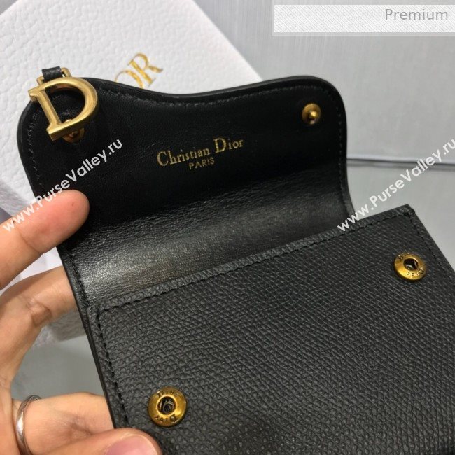 Dior Saddle Grained Calfskin Mini Flap Wallet Black 2019 (XXG-0011313)