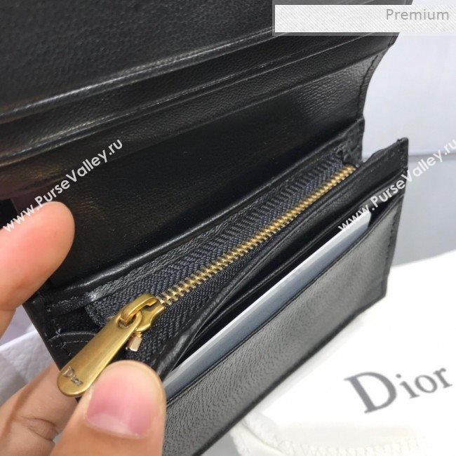 Dior Saddle Grained Calfskin Mini Flap Wallet Black 2019 (XXG-0011313)