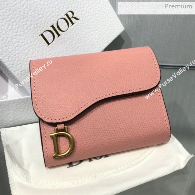 Dior Saddle Grained Calfskin Mini Flap Wallet Pink 2019 (XXG-0011311)