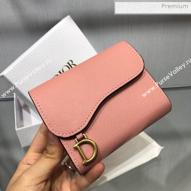 Dior Saddle Grained Calfskin Mini Flap Wallet Pink 2019 (XXG-0011311)