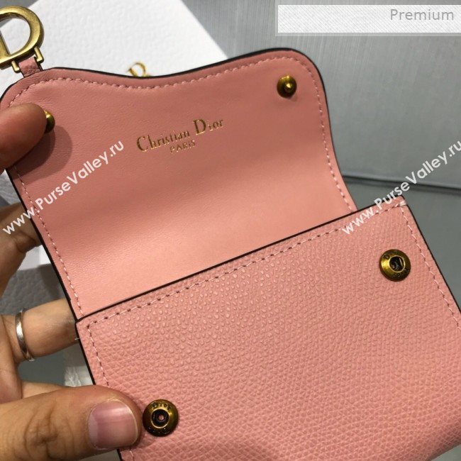 Dior Saddle Grained Calfskin Mini Flap Wallet Pink 2019 (XXG-0011311)