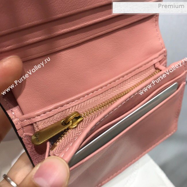 Dior Saddle Grained Calfskin Mini Flap Wallet Pink 2019 (XXG-0011311)