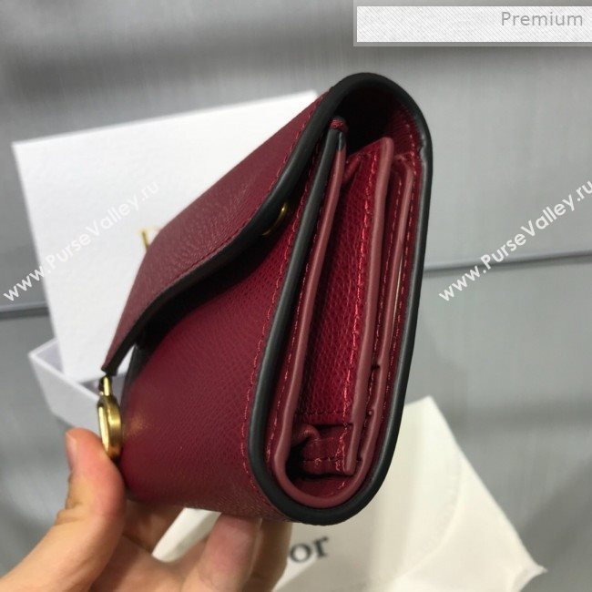 Dior Saddle Grained Calfskin Mini Flap Wallet Burgundy 2019 (XXG-0011314)