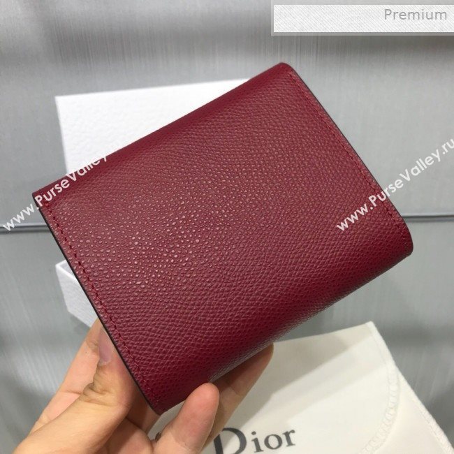 Dior Saddle Grained Calfskin Mini Flap Wallet Burgundy 2019 (XXG-0011314)