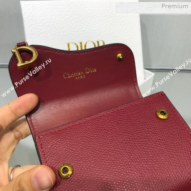 Dior Saddle Grained Calfskin Mini Flap Wallet Burgundy 2019 (XXG-0011314)
