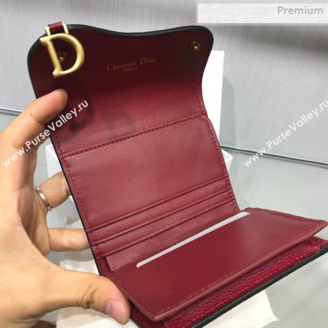 Dior Saddle Grained Calfskin Mini Flap Wallet Burgundy 2019 (XXG-0011314)