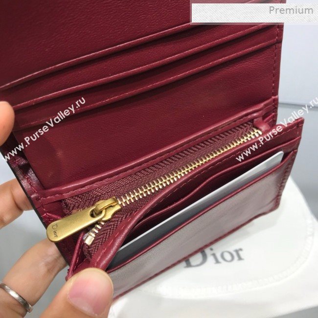 Dior Saddle Grained Calfskin Mini Flap Wallet Burgundy 2019 (XXG-0011314)