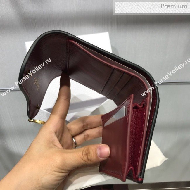 Dior Saddle Grained Calfskin Mini Flap Wallet Burgundy 2019 (XXG-0011314)