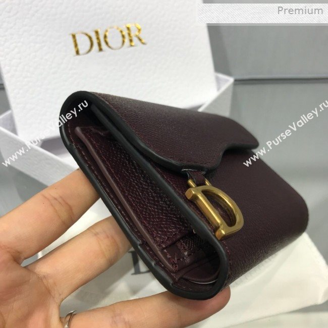 Dior Saddle Grained Calfskin Mini Flap Wallet Dark Brown 2019 (XXG-0011316)