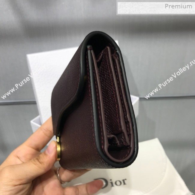 Dior Saddle Grained Calfskin Mini Flap Wallet Dark Brown 2019 (XXG-0011316)