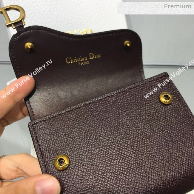 Dior Saddle Grained Calfskin Mini Flap Wallet Dark Brown 2019 (XXG-0011316)