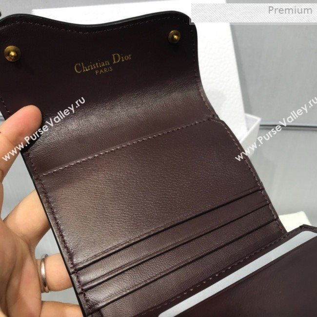 Dior Saddle Grained Calfskin Mini Flap Wallet Dark Brown 2019 (XXG-0011316)