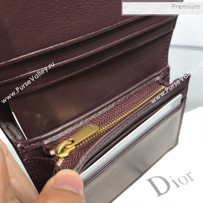 Dior Saddle Grained Calfskin Mini Flap Wallet Dark Brown 2019 (XXG-0011316)