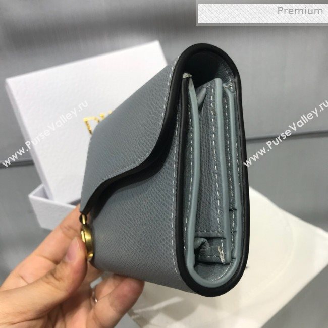 Dior Saddle Grained Calfskin Mini Flap Wallet Light Blue 2019 (XXG-0011315)