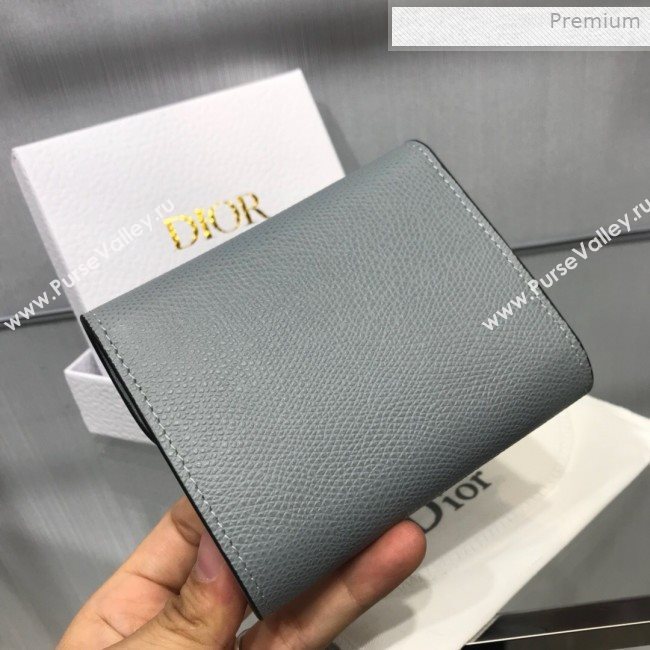 Dior Saddle Grained Calfskin Mini Flap Wallet Light Blue 2019 (XXG-0011315)
