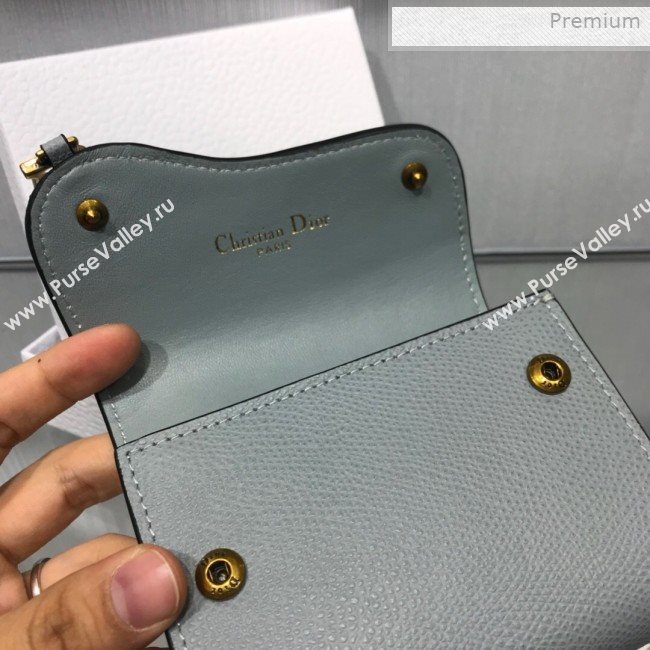 Dior Saddle Grained Calfskin Mini Flap Wallet Light Blue 2019 (XXG-0011315)