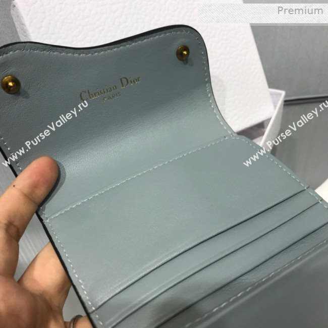 Dior Saddle Grained Calfskin Mini Flap Wallet Light Blue 2019 (XXG-0011315)