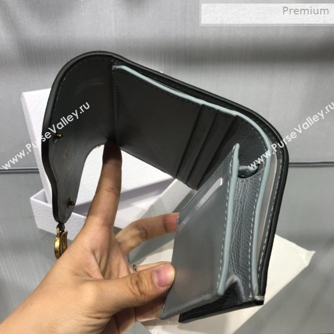 Dior Saddle Grained Calfskin Mini Flap Wallet Light Blue 2019 (XXG-0011315)