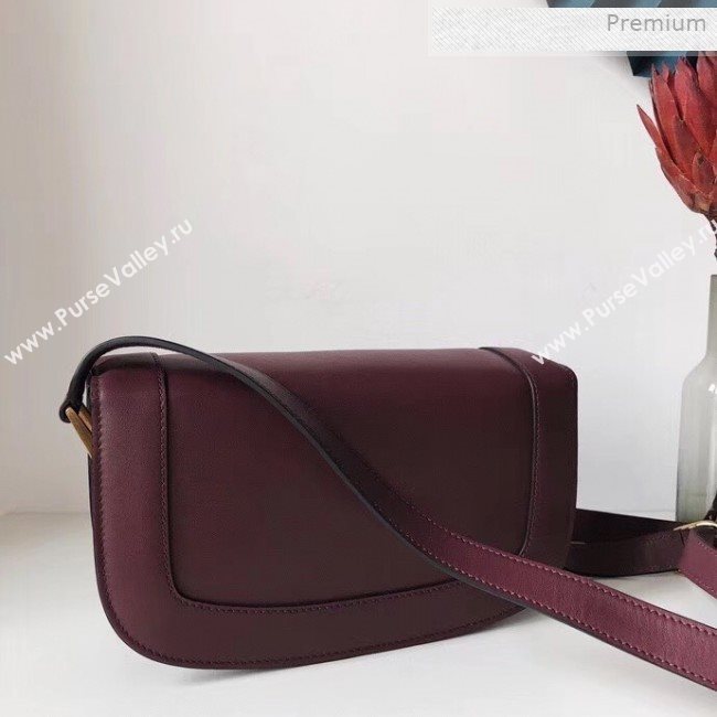 Valentino Supervee Supple Calfskin Maxi-Logo Crossbody Bag 1011L Burgundy 2020 (JD-0011317)