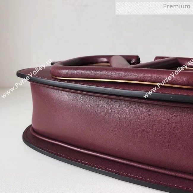 Valentino Supervee Supple Calfskin Maxi-Logo Crossbody Bag 1011L Burgundy 2020 (JD-0011317)