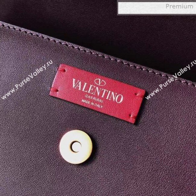 Valentino Supervee Supple Calfskin Maxi-Logo Crossbody Bag 1011L Burgundy 2020 (JD-0011317)