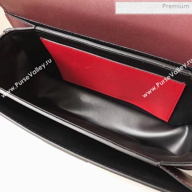 Valentino Supervee Supple Calfskin Maxi-Logo Crossbody Bag 1011L Burgundy 2020 (JD-0011317)