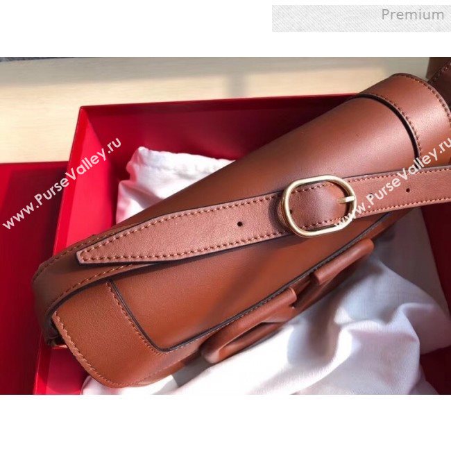 Valentino Supervee Supple Calfskin Maxi-Logo Crossbody Bag 1011L Brown 2020 (JD-0011318)