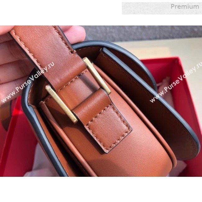 Valentino Supervee Supple Calfskin Maxi-Logo Crossbody Bag 1011L Brown 2020 (JD-0011318)