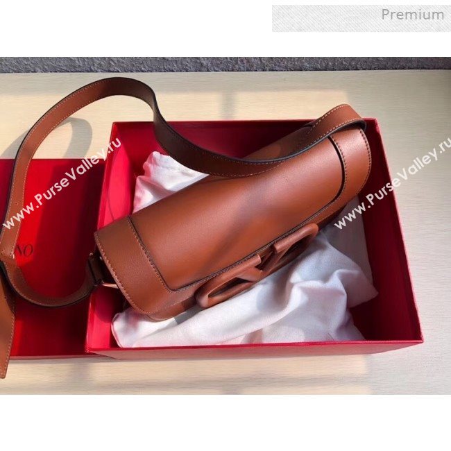Valentino Supervee Supple Calfskin Maxi-Logo Crossbody Bag 1011L Brown 2020 (JD-0011318)