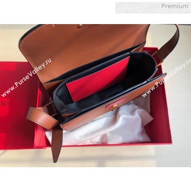 Valentino Supervee Supple Calfskin Maxi-Logo Crossbody Bag 1011L Brown 2020 (JD-0011318)