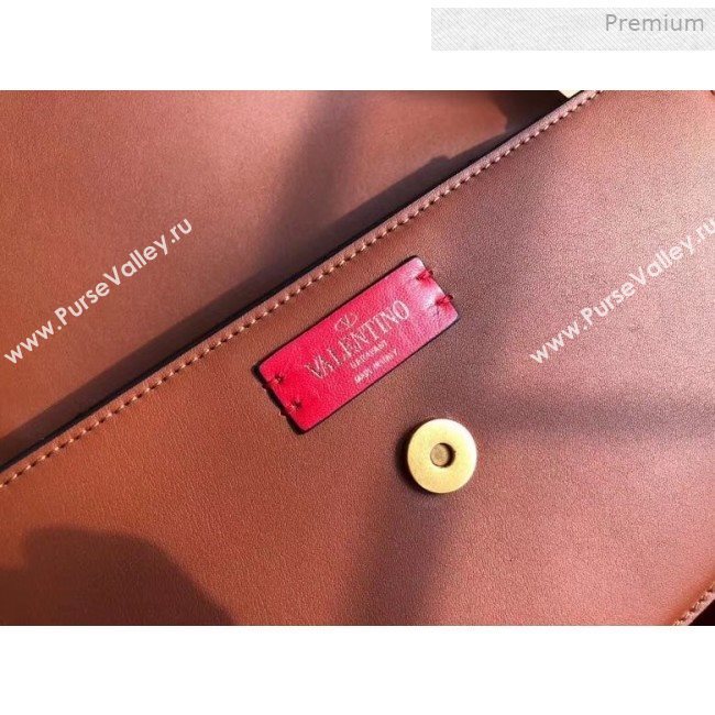 Valentino Supervee Supple Calfskin Maxi-Logo Crossbody Bag 1011L Brown 2020 (JD-0011318)