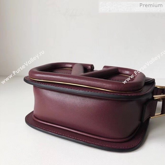 Valentino Supervee Supple Calfskin Maxi-Logo Crossbody Bag 1011S Burgundy 2020 (JD-0011320)