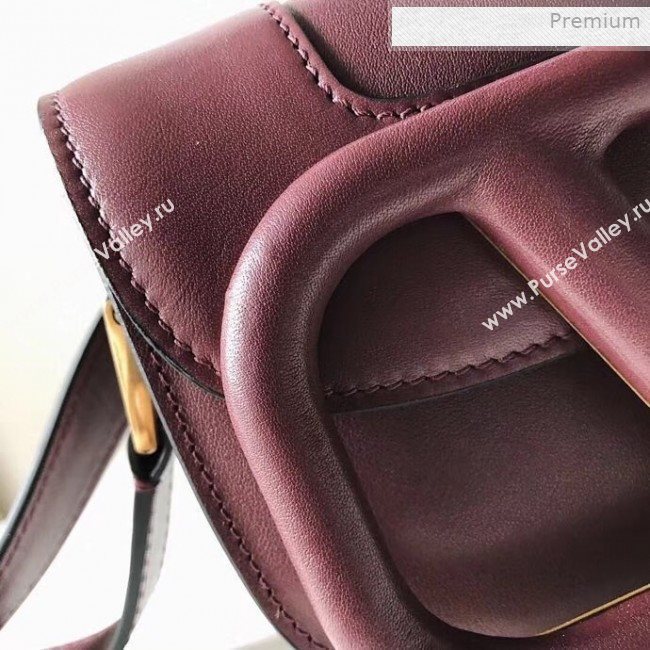 Valentino Supervee Supple Calfskin Maxi-Logo Crossbody Bag 1011S Burgundy 2020 (JD-0011320)