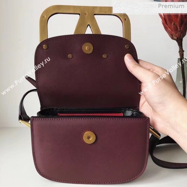 Valentino Supervee Supple Calfskin Maxi-Logo Crossbody Bag 1011S Burgundy 2020 (JD-0011320)