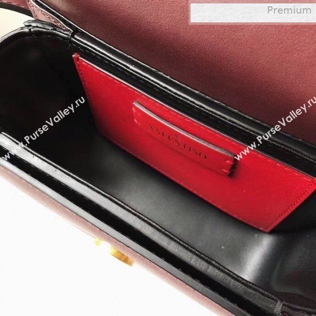 Valentino Supervee Supple Calfskin Maxi-Logo Crossbody Bag 1011S Burgundy 2020 (JD-0011320)