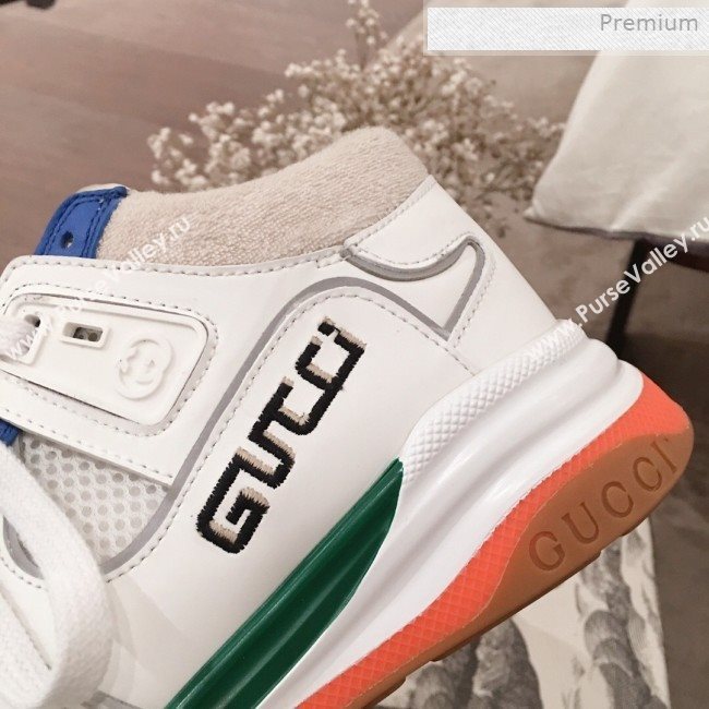 Gucci Ultrapace Leather and Mesh Mid-top Sneakers White (For Women and Men) (KL-0011611)