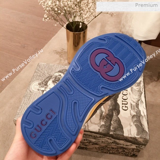 Gucci Ultrapace Suede and Mesh Mid-top Sneakers Blue/Grey (For Women and Men) (KL-0011610)