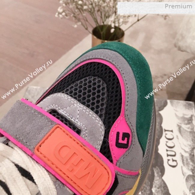 Gucci Ultrapace Suede and Mesh Mid-top Sneakers Green/Grey (For Women and Men) (KL-0011609)
