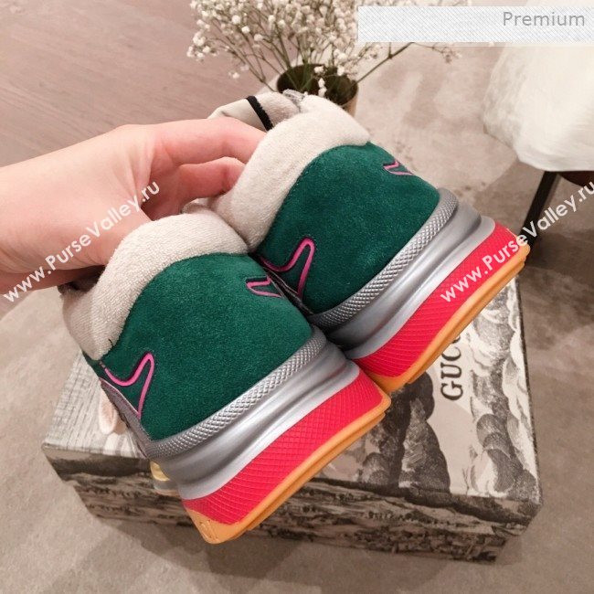 Gucci Ultrapace Suede and Mesh Mid-top Sneakers Green/Grey (For Women and Men) (KL-0011609)