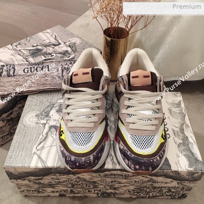 Gucci Ultrapace Leather and Mesh Low-top Sneakers Grey (For Women and Men) (KL-0011613)