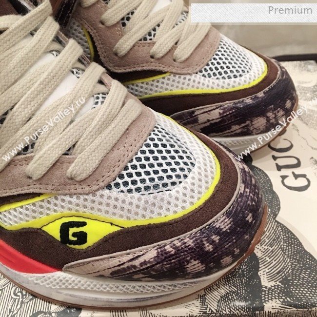 Gucci Ultrapace Leather and Mesh Low-top Sneakers Grey (For Women and Men) (KL-0011613)