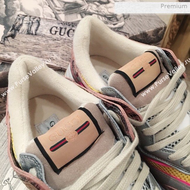 Gucci Ultrapace Leather and Mesh Low-top Sneakers Nude (For Women and Men) (KL-0011612)