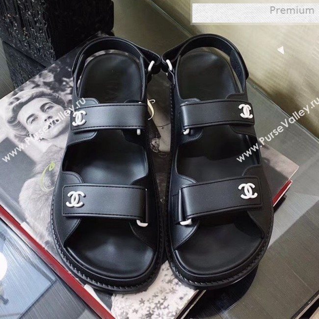 Chanel Strap Flat Sandals Black/White 2020 (MD-0011616)