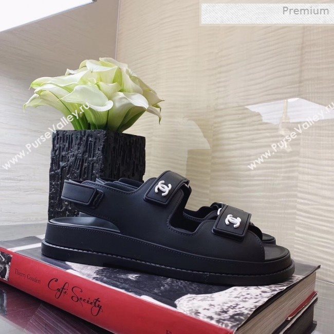 Chanel Strap Flat Sandals Black/White 2020 (MD-0011616)