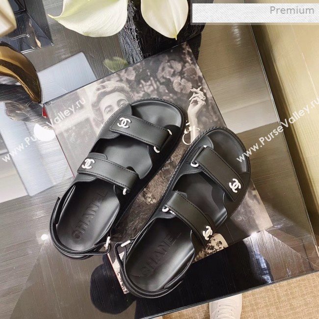 Chanel Strap Flat Sandals Black/White 2020 (MD-0011616)